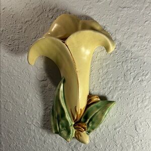 Vintage Ceramic Yellow Floral Wall Pocket McCoy Classic Cottage Core Art Nouveau
